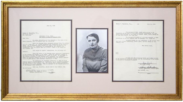 AYN RAND LETTER SIGNED REGARDING SALE OF RIGHTS TO 'NIGHT OF JANUARY 16TH