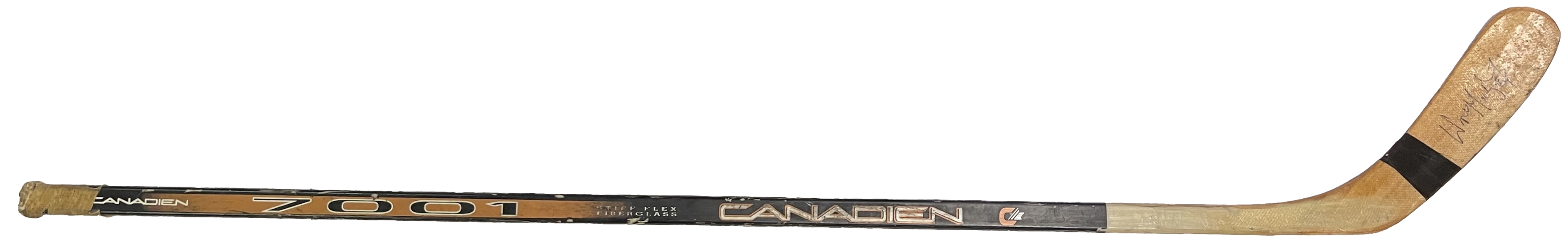 Canadien Hockey stick signed in bold black sharpie by the great Wayne Gretsky