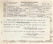 Carol Lombards Official Death Certificate and signed Estate papers by Clark Gables