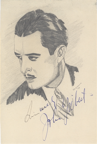 John Gilbert Signed Vintage Drawing