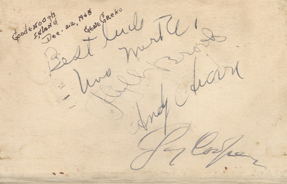Gary Cooper, Phyllis Brooks and Una Merkel Signed WW2 GI's Prayer Book