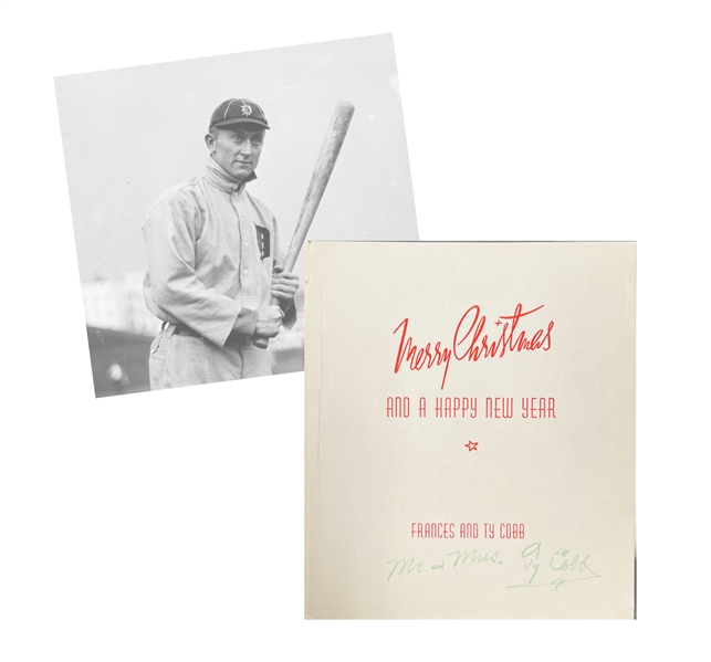 Ty Cobb signed Christmas card