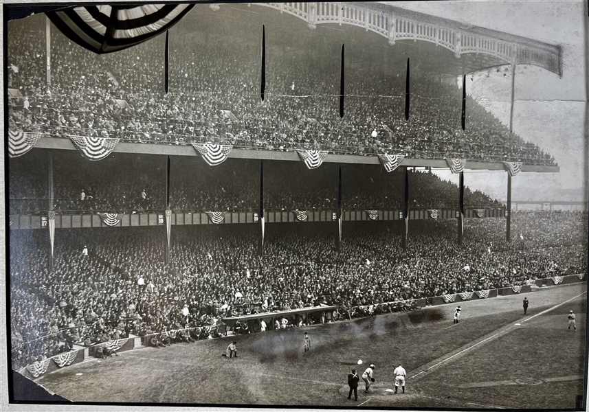 AN AUTHENTIC TYPE 1, 1923 OPENING DAY PHOTO FROM THE HOUSE THAT RUTH BUILT AND DOCUMENT FROM JUST DAYS BEFORE!!