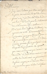 Letter from Pontchartrain minister of Louis XIV