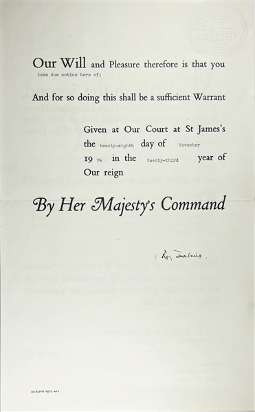 Scarce Royal Pardon by Queen Elizabeth II