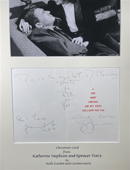 Katherine Hepburn & Spencer Tracy A Rare signed Christmas Card by both Stars!