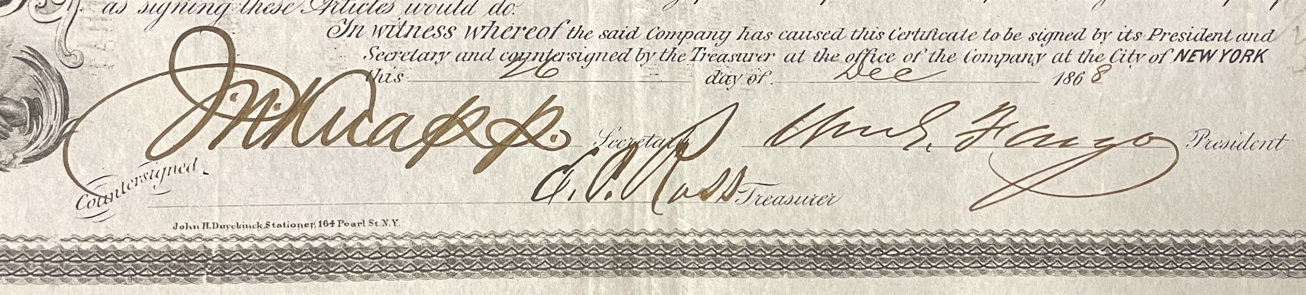 AMERICAN MERCHANTS UNION EXPRESS COMPANY Signed by Fargo