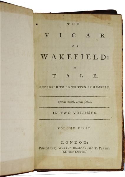 (GOLDSMITH, Oliver.) The Vicar of Wakefield