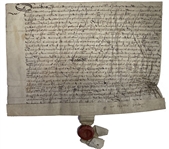 Unusual 16th-Century or earlier document on parchment with a Wax Seal