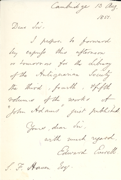 Edward Everett Signed Document 