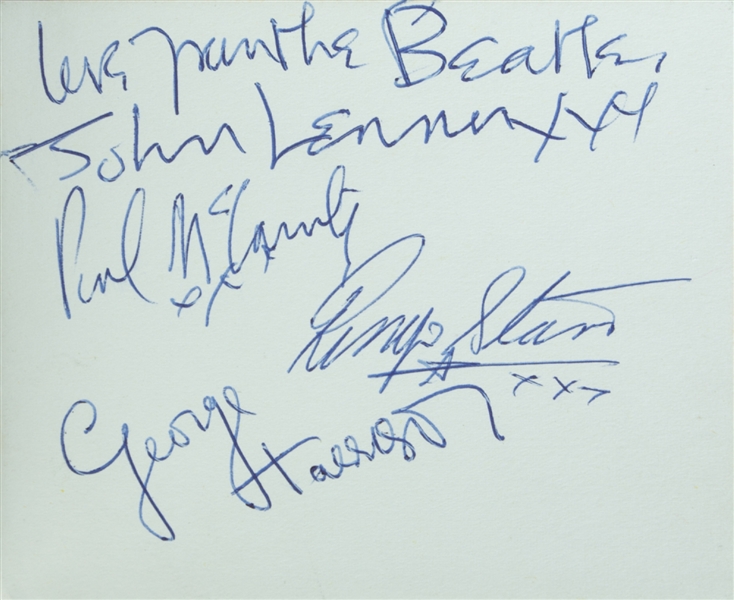 THE BEATLES VINTAGE 1963 BAND SIGNED AUTOGRAPH BOOK PAGE