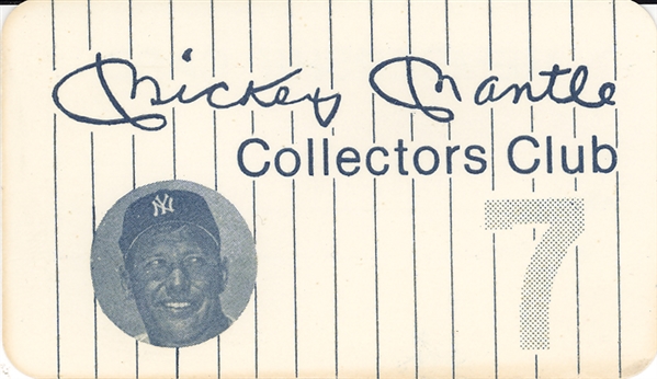 Mickey Mantle Autographed Fan Club Letter & Membership Card