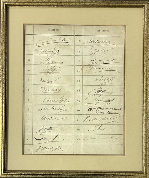 Leaf Signed by  René Laennec the inventor of the Stethoscope & Twenty-Two other French Physicians and Zoologists
