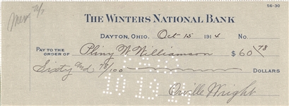 Orville and Lorin Wright Signed Checks