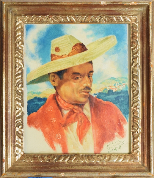 Olaf Wieghorst Western Painting Of the actor Pedro Gonzalez on Set with John Wayne
