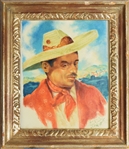 Olaf Wieghorst Western Painting Of the actor Pedro Gonzalez on Set with John Wayne