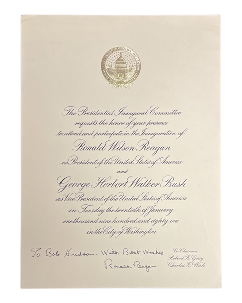 Ronald Reagan - Invitation to Inauguration Signed by Reagan