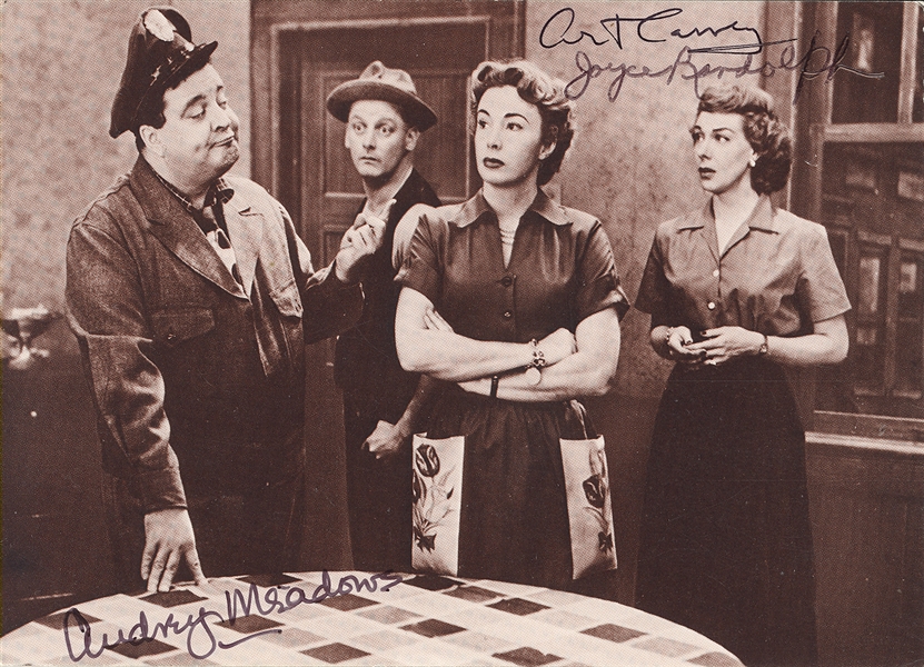 Art Carney, Joyce Randolph, Audrey Meadows Signed Postcard (The Honeymooners)
