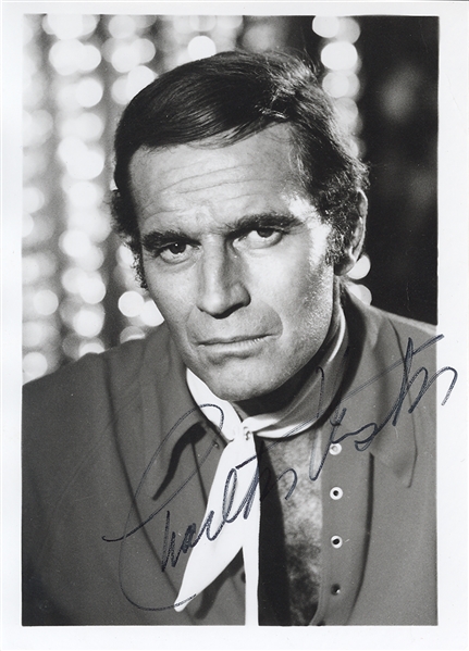 Charlton Heston Signed Photo and Hand Drawn Picture of Co-Star!