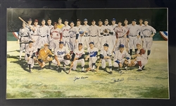 Baseball Hall Of Famers Signed and Matted 24" x40 " All Century Team Print- 5 Signatures