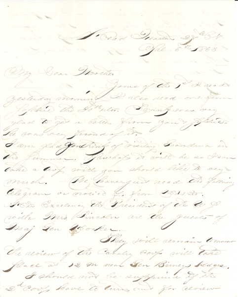 Civil War Soldier's Letter 1863- Pres & Mrs. Lincoln To Review The Army Of The Potomac