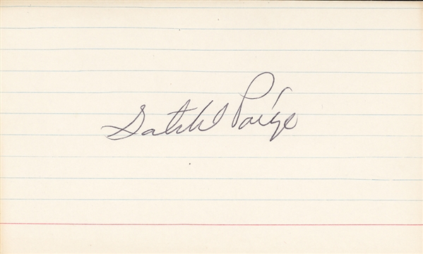 Satchel Paige Signed Index Card 