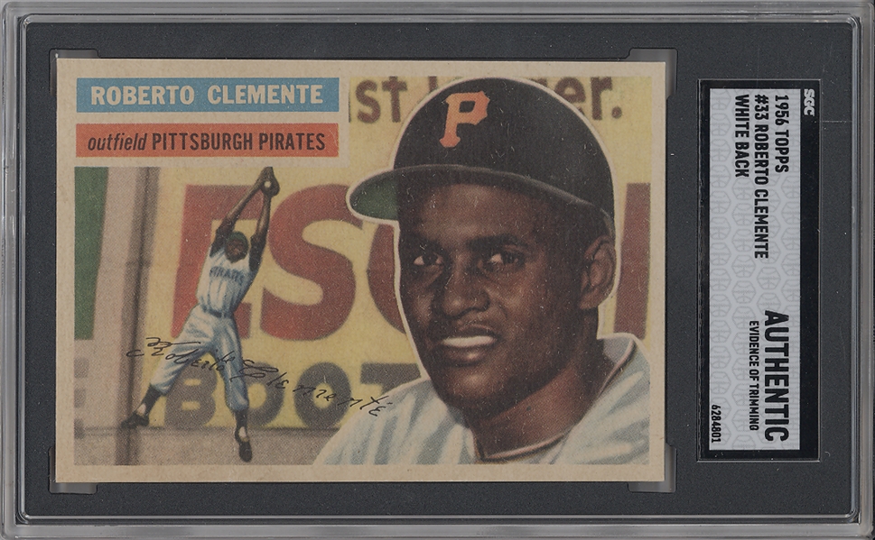 1956 Topps #33 Roberto Clemente White Back - SGC Authentic