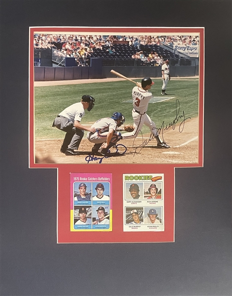 Gary Carter and Dale Murphy Signed and Matted 10 x 8 Display with Rookie Cards