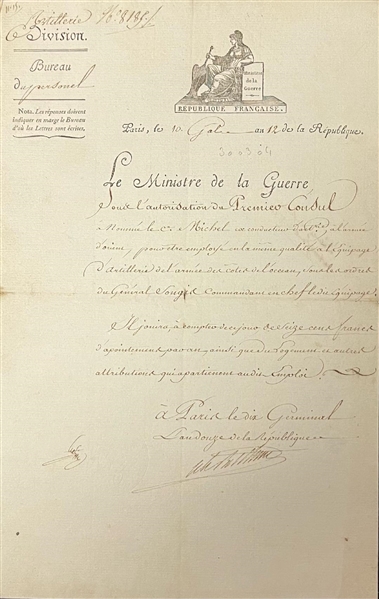 Napoleons Minister of War, General Berthier 