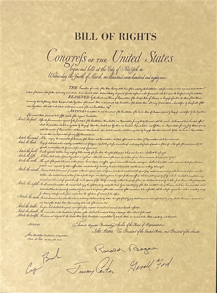 Bill of Rights Signed by 4 Presidents Ford, Carter, Reagan, Bush