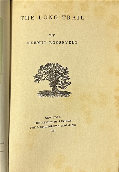 Kermit Roosevelt, Signed The Long Trail, E.B. Custer,  Signed Personal Reminiscences