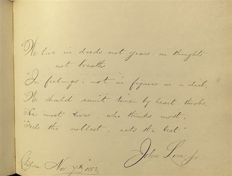 AQS by Ralph Waldo Emerson From his Poem LIFE in Vintage Autograph Album