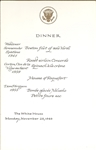 John F. Kennedy - Cancelled Dinner menu, Prayer card