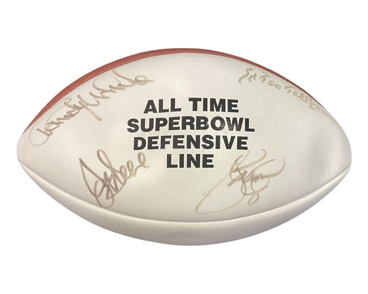 Signed Footballs of  Hall of Famers and Stars and a  All Time Super bowl Defensive Line Signed Football