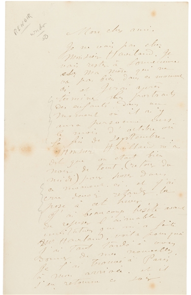 Pierre-Auguste Renoir Autograph Letter Signed