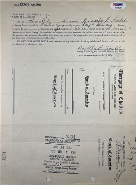 Roy Disney (WALT DISNEY PRODUCTIONS) Signed Contract for $4,000,000