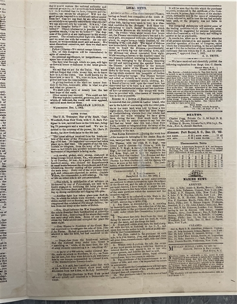 Rare![CIVIL WAR AND EMANCIPATION.] The New South, Port Royal, SC, 13 December 1862.