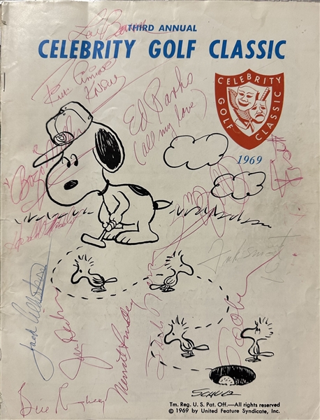Celebrity Golf Classic  signed by a variety of celebrities including actors, singers, and athletes from the period. 
