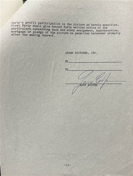 Gary Cooper (Twice)/ Robert Wise Signed Contract