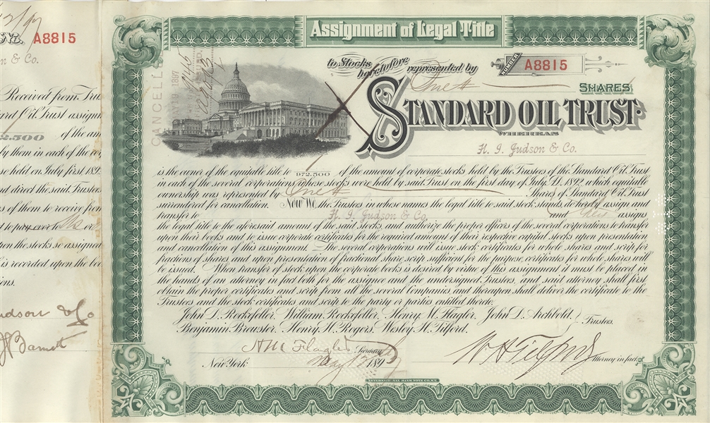 Henry M. Flagler- Standard Oil Stock