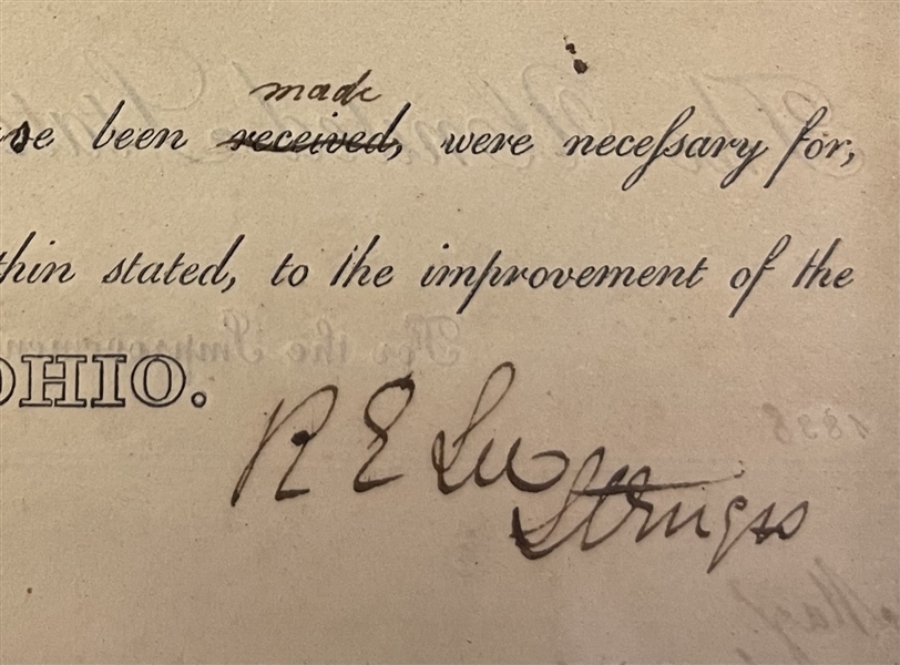Robert E. Lee Signed Document for the Improvements for the Misissippi