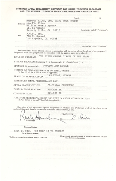 William Morris Agency Contracts - Rock Hudson, Glenn Ford, Chester Morris, Arthur Lake, Edward Arnold