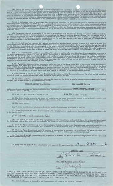 William Morris Agency Contracts - Rock Hudson, Glenn Ford, Chester Morris, Arthur Lake, Edward Arnold