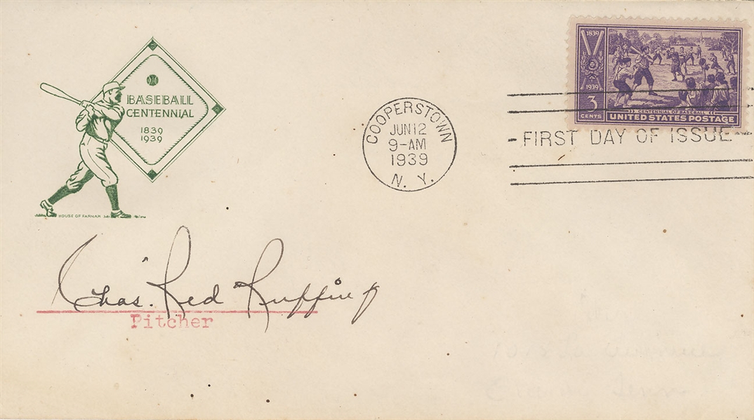 Red Ruffin Signed First Day Cover - Cooperstown Grand Opening