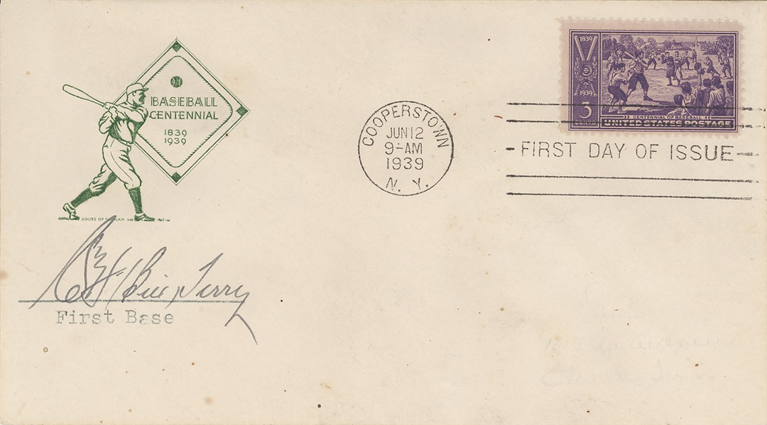 Bill Terry Signed First Day Cover - Cooperstown Grand Opening