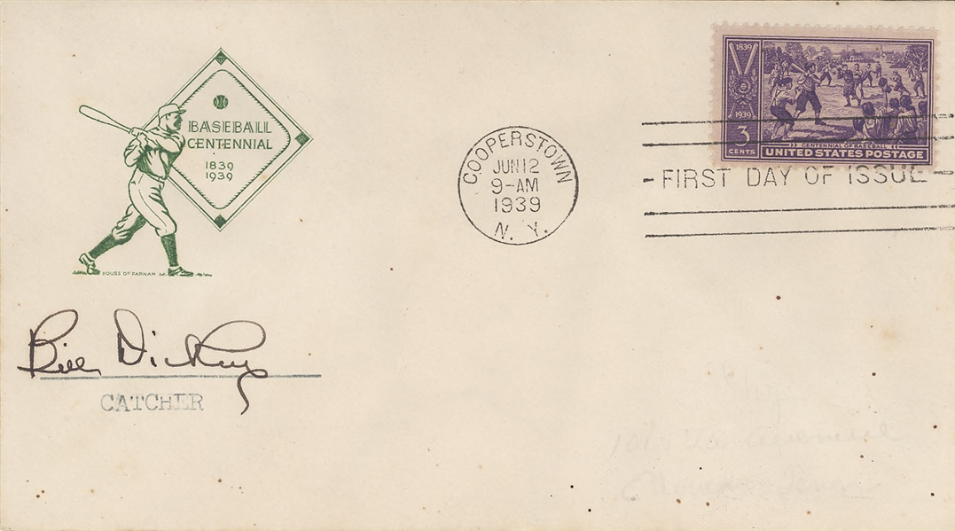 Bill Dickey Signed First Day Cover - Cooperstown Grand Opening