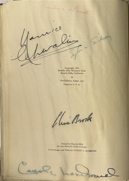 1932 Beverly Hill Cookbook Signed by Lombard, Cooper, Brook, March, Chevalier, Sidney, Gish