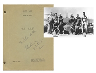 Kennedy Signed Pt 109 "Navy Log" Shooting Script inscribed by Kennedy to the radioman actor