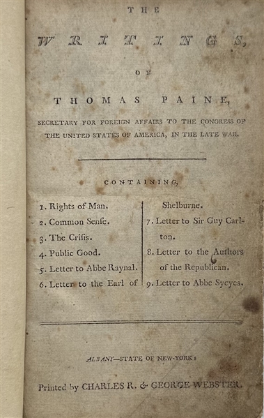 Thomas Paine - 1st Edition - First Publishing of Pamphlets Incl Common Sense and Rights of Man