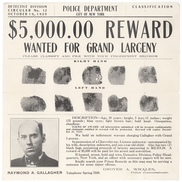 20 Wanted for Murder, Larceny, Robbery from the 1920s. 